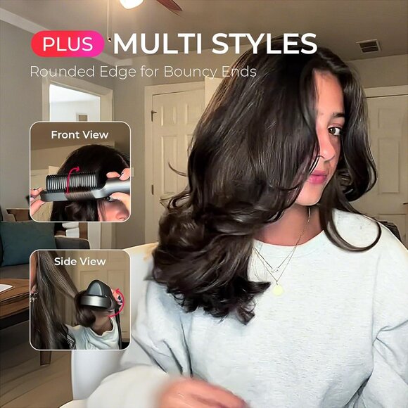 Ring Plus Ionic Hair Straightener Brush - Straightening Comb with Negative Ions - Picture 6 of 8